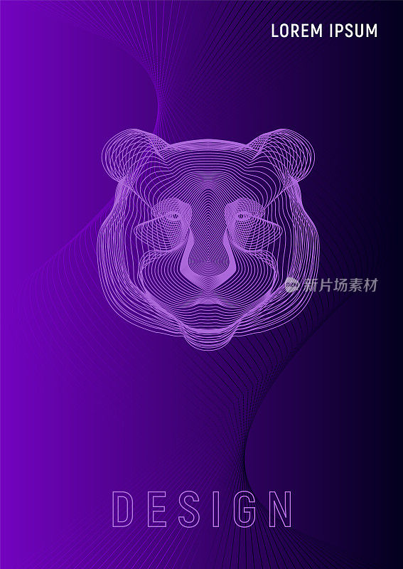 Panda head geometric gradient covers A4 template